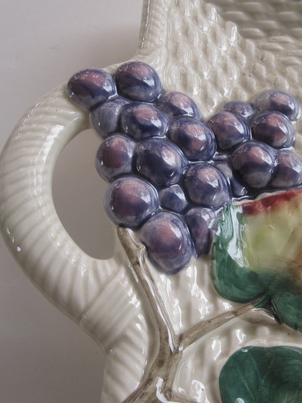 Vintage 90s Fitz & Floyd Basketweave Serving Tray Grapes Ironstone THANKSGIVING